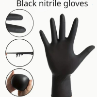 100PCS Disposable Black Nitrile Gloves for Household Cleaning Work Waterproof Black Dishwashing Gloves Household Cleaning Gloves