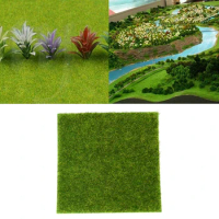 3PCS DIY Artificial Grass Floor Carpet 15*15cm Garden Simulation Grass Plant Micro Landscape Lawn Grass Mat Garden Decor