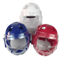 Helmet Karate Taekwondo Head Guard With Face Shield White Blue Red For Kids Adult Without Any Logo