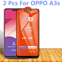 2 Pcs 21D Tempered Glass For OPPO A3s Full Cover 11H Protective film Explosion-proof Screen Protector For Oppo a3s