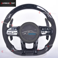 Car LED Steering Wheel For Mercedes Benz AMG Vito W447 SLK R171 G Class A220 W219 GLE W176 ML W202 Carbon Fiber Steering Wheel
