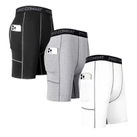 In-stock men's sports tights, quick-dry breathable five