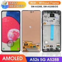 AMOLED A52S 5G Screen Replacement, for Samsung Galaxy A52s 5G A528 A528B A528B/DS LCD Display Touch Screen with Frame Assembly