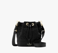 (PRE) ZQF KATE SPADE BLACK FLOWER QUILTED MINI BUCKET BAG
