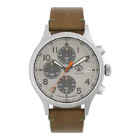 Jam Tangan Pria Timex Expedition TW2Y29900 Sierra Chronograph Grey Dial Brown Leather Strap Multicol