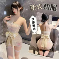 日式風情【日本和服情趣裝】平口抹胸 性感惹人愛 刺繡薄紗 若隱若現 誘惑十足 角色扮演 戰袍 蝴蝶結腰帶