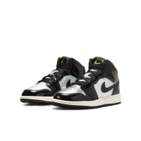【NIKE 耐吉】休閒鞋 女鞋 大童 運動鞋 AJ1 AIR JORDAN 1 MID SE GS 黑銀 FZ3938-001