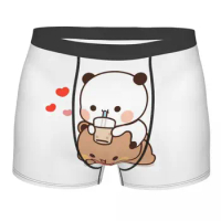 Bubu Dudu Enjoying Time Men Underwear Panda Bear Boxer Briefs Shorts Panties Funny Soft Underpants for Male