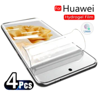 4PCS For Huawei P60 P50 Pro P40 P30 Lite Hydrogel Film Screen Protector For Huawei Nova 5T 8i 9 10 Mate 20 30 40 50 Pro Gel Film
