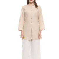 WAHDANI Belleve - Tunik Polos Wanita Lengan Panjang Cutton Linen Premium / Tunik Atasan Wanita Linen