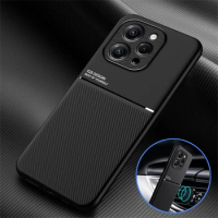 For Xiaomi Redmi 12 4G Case Car Holder Magnetic Leather Texture Phone Cases For Redmy Redmi 12 Redmi12 4g 2023 Matte Soft Cover