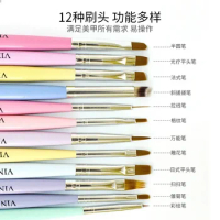 12 Nail Pen Set, Cross Border Hot Selling Nail Brush, Pull Wire, Carving, Colored Drawing Pen, Nail Pen Factory Direct Sales