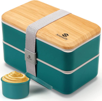 Sinnsally Bento Lunch with Compartments for Women & Men(47oz)Stackable Japanese Bento LunchboxRectan