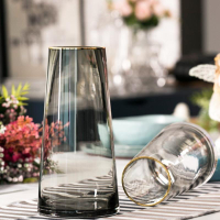 適合插銀柳的花瓶客廳花朵造型玻璃簡約現代風格透明桌面創意擺件