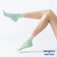 【Porabella】襪子 中筒襪 撞色襪 雙層襪 運動襪 瑜珈襪 防滑襪 運動襪子 普拉提襪 YOGA SOCKS