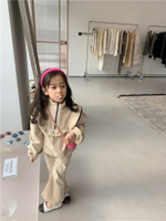 女童休閑套裝2022春季新款童裝兒童韓版洋氣時髦上衣喇叭褲兩件套
