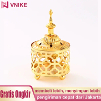 Pembakar Dupa Desain Timur Tengah Arab Bahan Metal Lilin Aroma Terapi VNIKE Pembakar dupa berlapis e