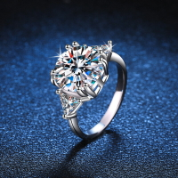 【巴黎精品】莫桑鑽戒指925純銀銀飾-輕奢歐美風5克拉婚戒女飾品a1cn127