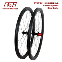 Standard Carbon Bicycle Wheelset Disc Brake with Carbon Spoke 40 50 60mm Clincher Tubular Road Bike CT37 D411 CHOSEN Hub