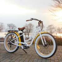 7 Speed Aluminum Alloy E Bike 26 Inch Ebike 48V 500W Cargo E-bike Fat Tire Retro Electric Bikes