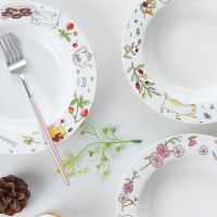 貓的花園 創意陶瓷盤寬邊菜盤深湯盤家用飯盤餐盤早餐盤子