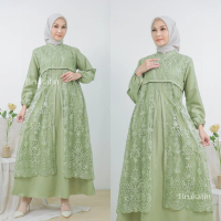 gamis brukat Faradiba Dress kondangan model rompi rempel dada busui baju pesta brokat wanita elegan
