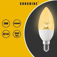 陽光 - LED燈膽(無尾導光柱椒膽) - 5W / E14細螺頭 / 黃光3000K #LED蠟燭燈膽 #LED燈泡 (LCANH-5E14W)