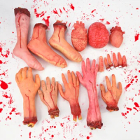 Halloween Horror Props Bloody Hand Foot Latex Fake Finger Brain Heart for Halloween Party Home Haunted House Scary Decorations