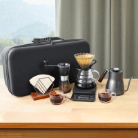 Coffee Maker Set Portable Outdoor Travel Gift Box with Pour Over Coffee Kettle Coffee Grinder Cup Filter Manual Coffee Set