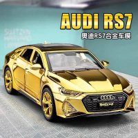 โมเดลรถสปอร์ตนักรบสีดำ, Audi RS7, วัสดุโลหะผสม, ของเล่นโมเดลรถจำลอง, เหมาะสำหรับตกแต่ง, สำหรับเด็กผู