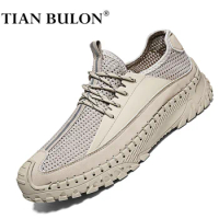 Summer Men Shoes Casual Handmade Sneakers Breathable Italian Leisure Shoes Men Designer Shoes Lace Up Boat Shoes Plus Size 38-46
