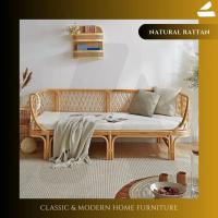 SET RUANG TAMU SOFA BENCH 4 SEAT ROTAN ALAMI SET JOK BANTAL DUDUKAN - SOFA MINIMALIS ROTAN ASLI HIGH