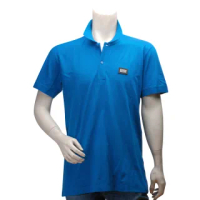 【DOLCE &amp; GABBANA】標牌立領素面短袖POLO衫(藍色JT-G8V08T-G7MU8)
