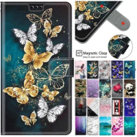 Butterfly Case for Samsung Galaxy S23 FE 5G S 23fe SM-S711 Leather Paint Case for Galaxy S24 S23 S22 Ultra Plus Stand Book Cover