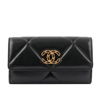 【CHANEL】Chanel 19系列口蓋中夾(黑色)