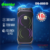 Dorras Speaker Portabel  DS 888 Series Type D , 10,5 Inch x2 Super Bass Free 2 Michrophone