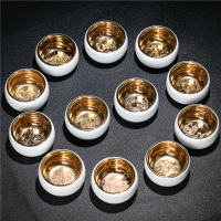 金杯24K純金茶杯德化玉瓷鎏金杯黃金茶具純金主人杯陶瓷茶盞單杯