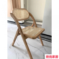 免運 公司貨 免運 復古做舊折疊藤編椅 陽臺戶外休閑輕奢靠背餐椅 餐桌椅 餐椅 實木椅 靠背椅 戶外椅 折疊椅 椅子 藤椅 實木椅子特惠/開立發票S1005