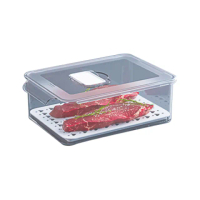 【新錸家居】大容量抽屜式透明冷凍保鮮冰箱收納盒-大號方款(可疊加滑蓋設計 瀝水隔板排水孔 調節濕氣窗)