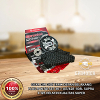 GEAR GIR GIGI TARIK DEPAN BELAKANG PLUS RANTAI SET 36T-14T/428-108L SUPRA X 125 HELM IN KUALITAS SUP