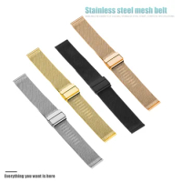 Watchband 12mm 14mm 18mm 20mm 22mm Universal Stainless Steel Metal Watch Band fossil Strap Bracelet Black Rose Gold Silver