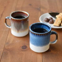 【美濃燒】日本製 美濃燒 漸層釉色山脈馬克杯 茶杯 水杯(馬克杯2入組 海軍藍+棕 330cc)