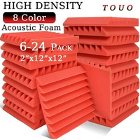 TOUO Acoustic Foam Panels 6-24 Pcs White Studio Wedge Tiles Sound Proof Foam Panels Sound Proofing Padding For Wall