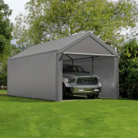 Outdoor Carport 10x20ft Heavy Duty Canopy Storage ShedPortable Garage Party TentPortable Garage with Removable Sidewalls &amp; Doors
