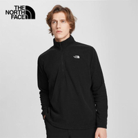 【The North Face】北面男款黑色抓絨立領上衣|4U87JK3