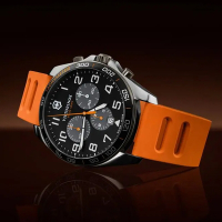 VICTORINOX瑞士維氏 Fieldforce 經典計時腕錶-橘x黑 42mm / VISA-241893