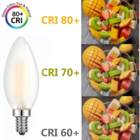 Dimmable C35 E14 Led Light Bulb 220V 6.5W 806LM Filament Lamp Warm White Frosted White Candle Night Lights Vintage Decor Indoor