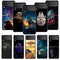 Phone Case For Samsung Galaxy Z Flip 4 Z Flip3 5G Shell for Galaxy Z Flip Hard Cover Couqe Disney Star Wars The Mandalorian Moon