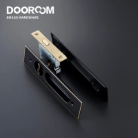Dooroom Brass Sliding Door Lock Modern American Push Pull Hidden Handle Interior Living Room Bathroom Balcony Lockset With Keys