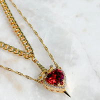【bala】 The Snow White Couple Necklace Heart and Sword Pendant for Women Romantic Valentine's Day Jew